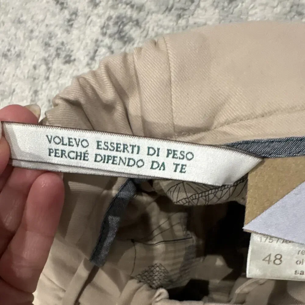 Berwich Italy Beige Stretch Pleated Chino Pants Men’s EU 48 US 32 Made in Italy
